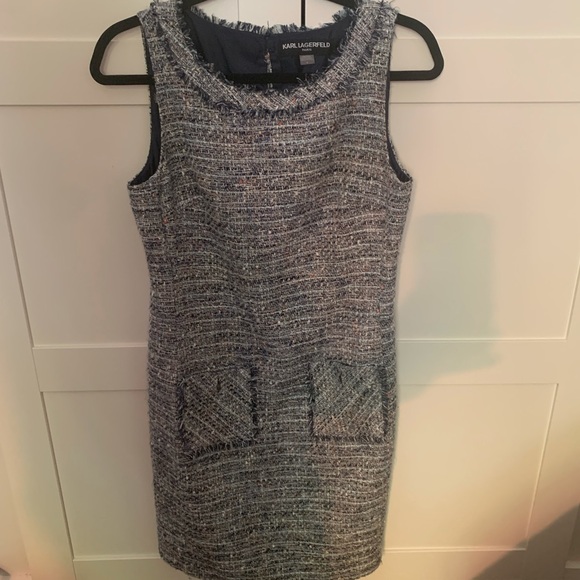 Karl Lagerfeld Navy Sleeveless Dress with Pockets - Picture 1 of 2